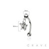 BUTTERFLY DANGLE CZ ROUND 316L SURGICAL STEEL CURVED BARBELL/EYEBROW